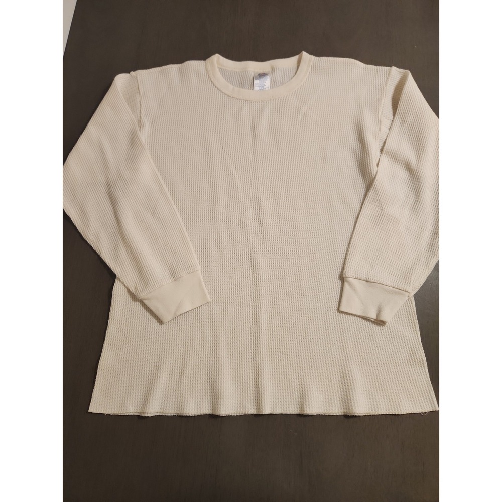 Fruit Of The Loom Men's Thermal Waffle Knit Long Sleeve Shirt Size 2XL Cream